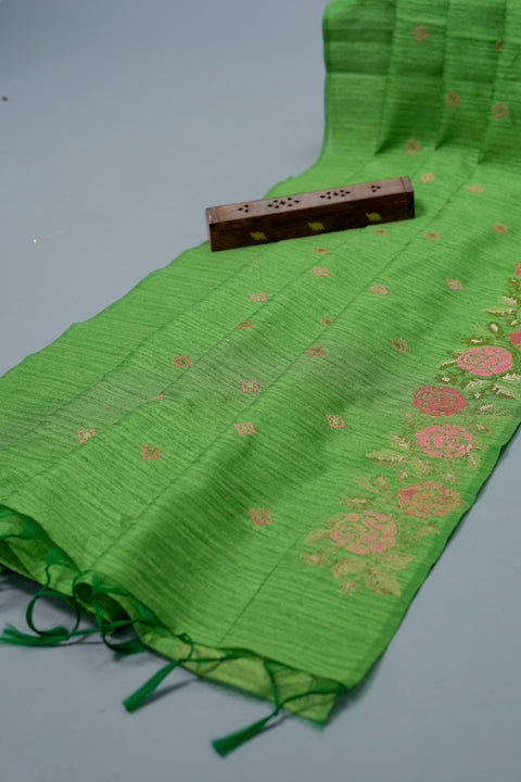 Green Linen Saree