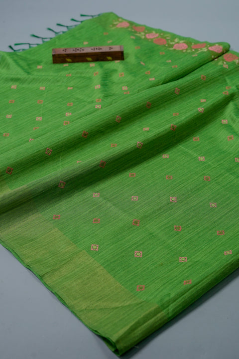 Green Linen Saree
