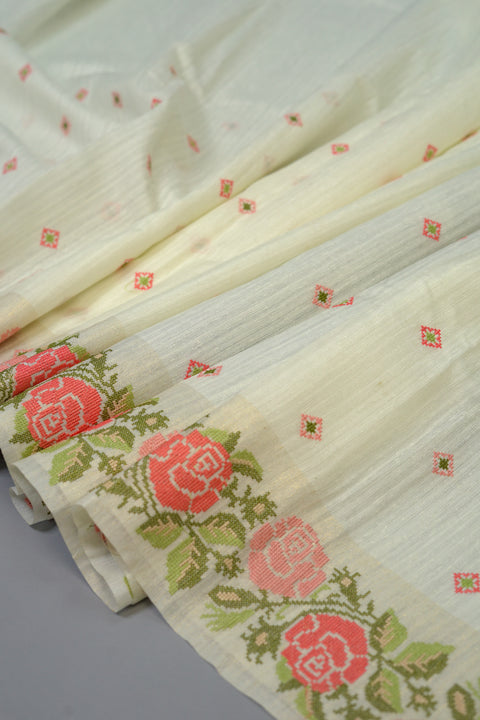 White Linen Saree