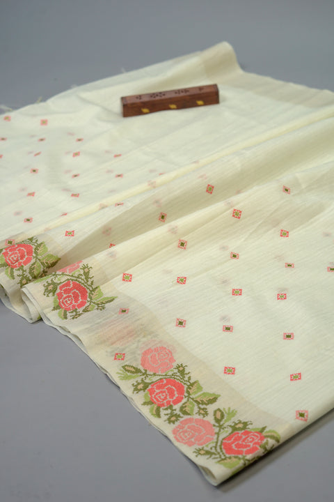 White Linen Saree