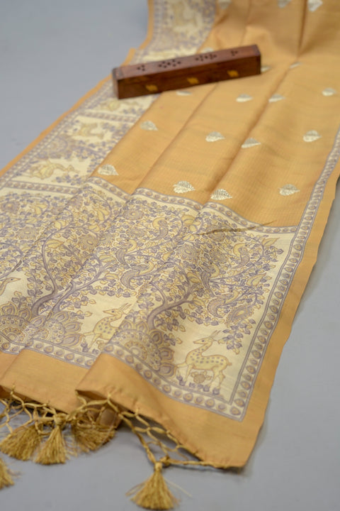 Mustard Semi Tussar Saree