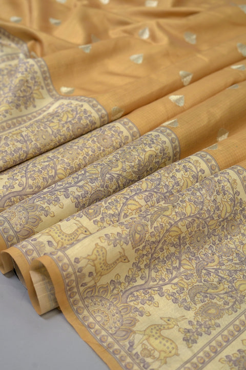 Mustard Semi Tussar Saree