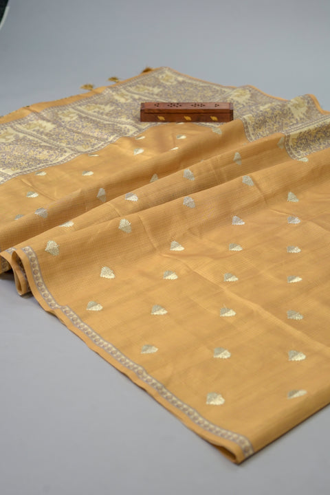 Mustard Semi Tussar Saree