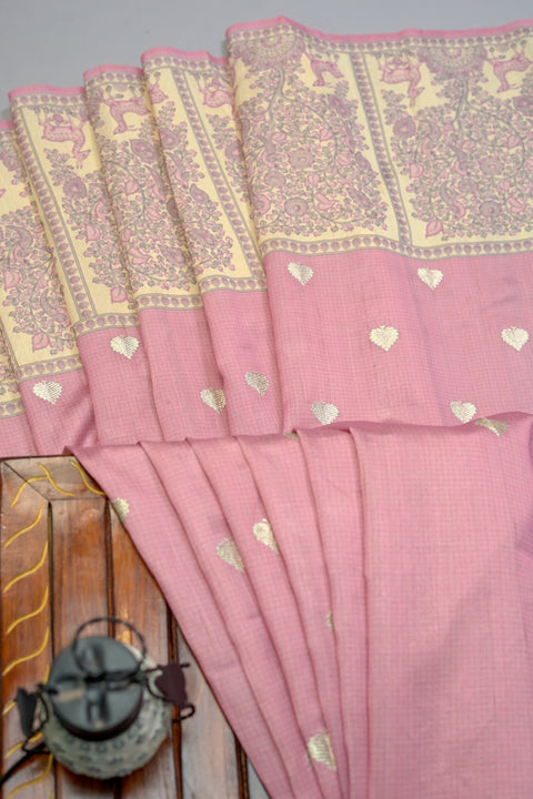 Pink Semi Tussar Saree