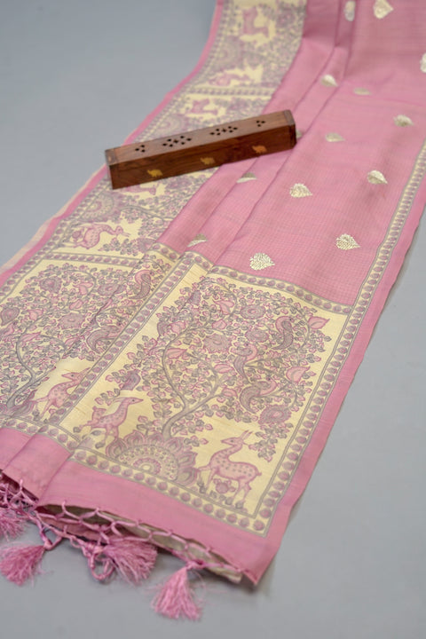 Pink Semi Tussar Saree