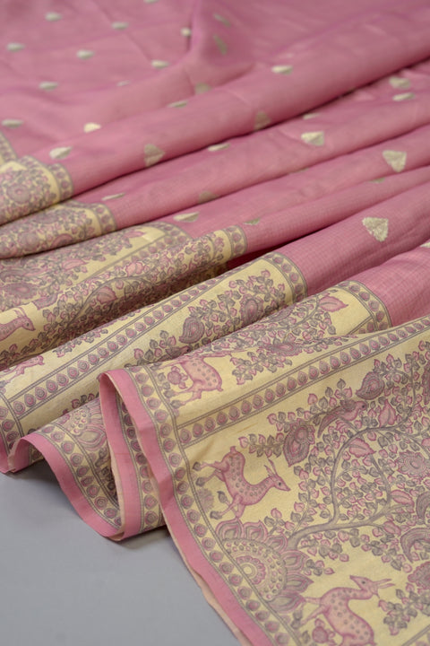 Pink Semi Tussar Saree