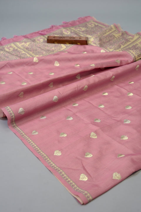 Pink Semi Tussar Saree