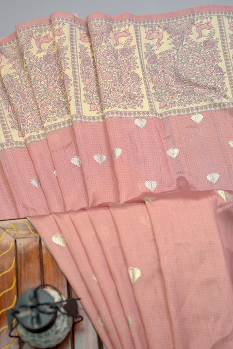 Peach Semi Tussar Saree
