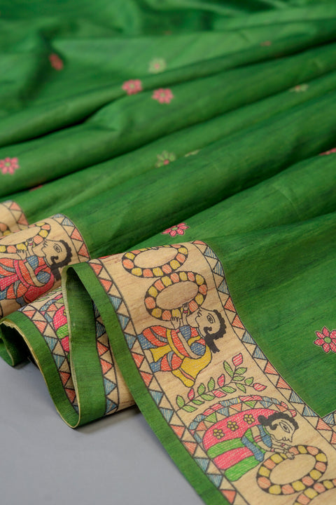 Green Semi Tussar Saree