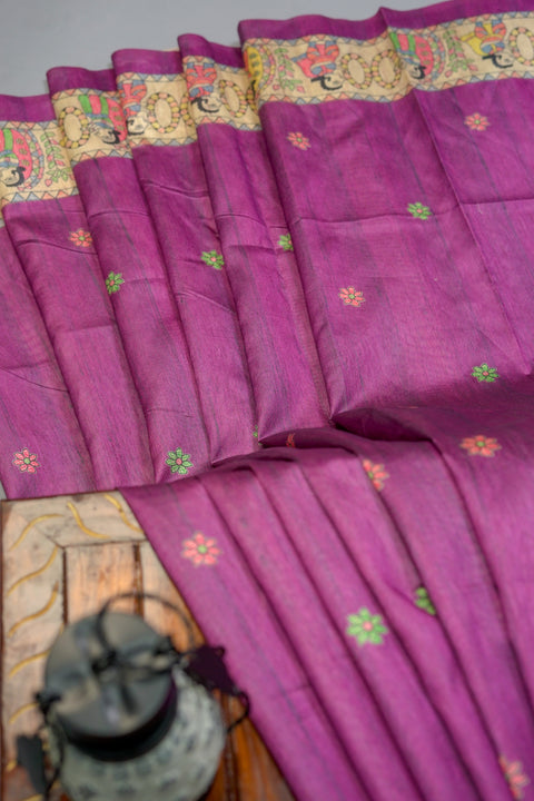 Violet Semi Tussar Saree