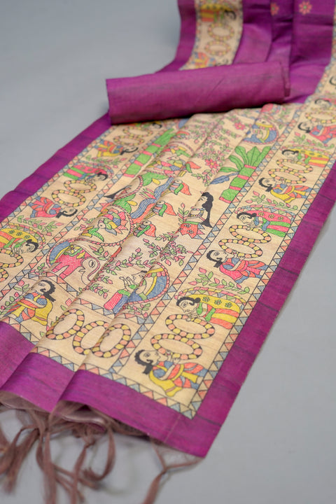 Violet Semi Tussar Saree
