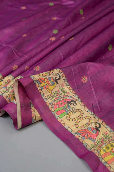 Violet Semi Tussar Saree