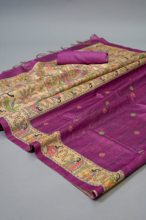 Violet Semi Tussar Saree