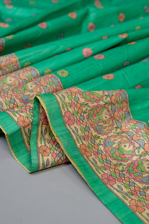 Mint Semi Tussar Saree