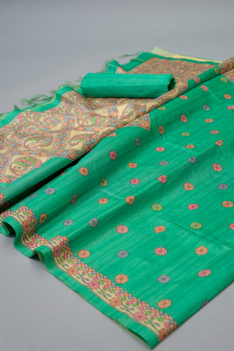 Mint Semi Tussar Saree