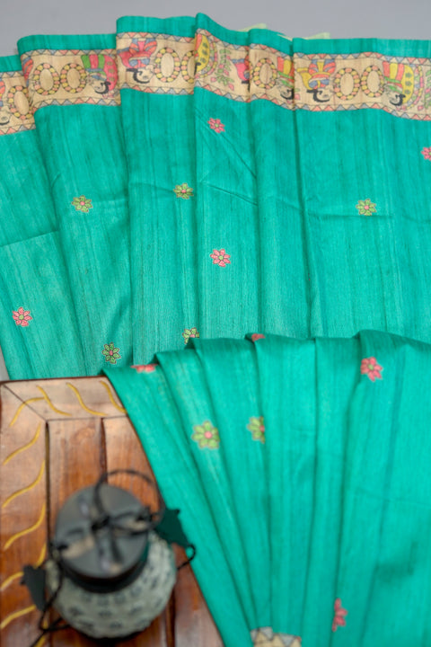 Blue Semi Tussar Saree