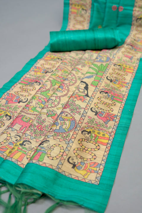 Blue Semi Tussar Saree