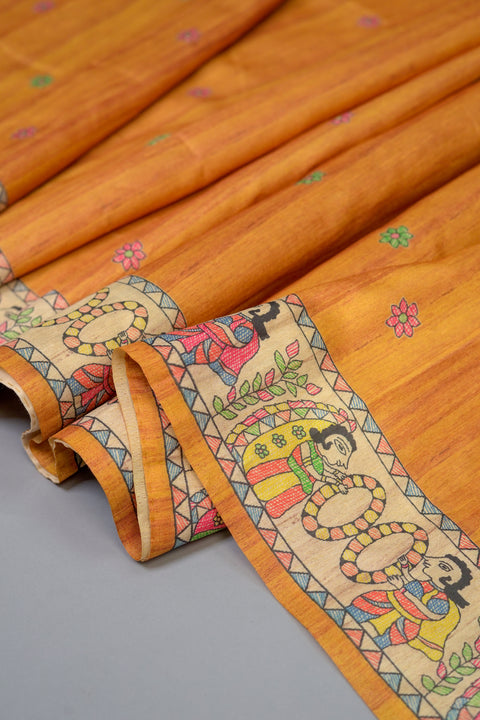 Mustard Semi Tussar Saree