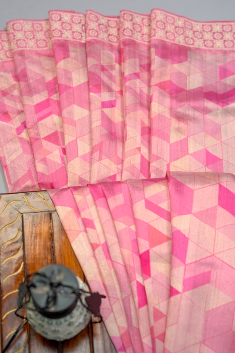 Pink Semi Tussar Saree