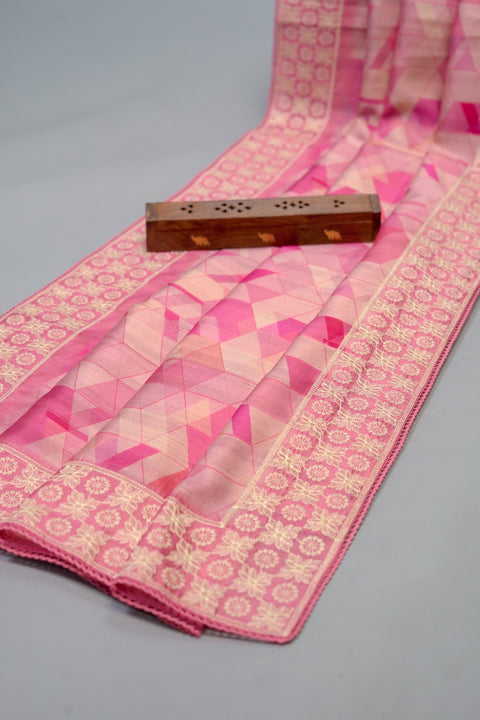 Pink Semi Tussar Saree