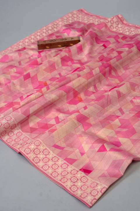 Pink Semi Tussar Saree