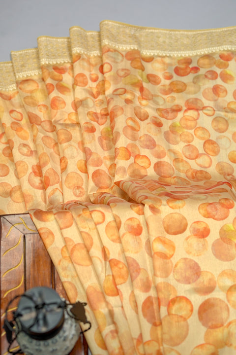 Yellow Bubble Semi Tussar Saree