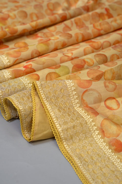 Yellow Bubble Semi Tussar Saree
