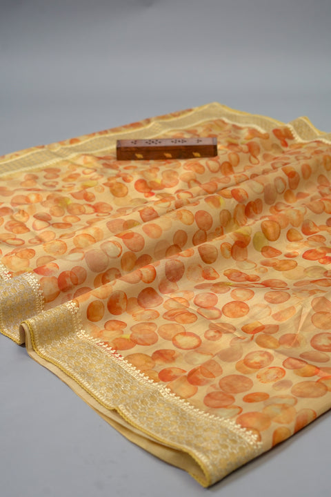 Yellow Bubble Semi Tussar Saree