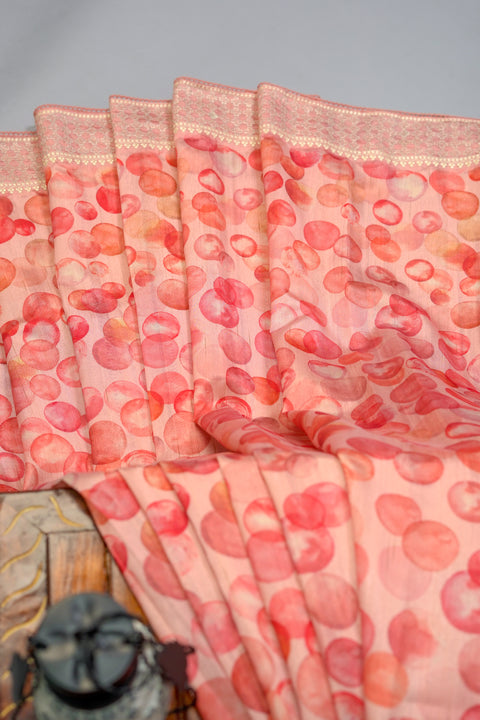 Peach Bubble Semi Tussar Saree