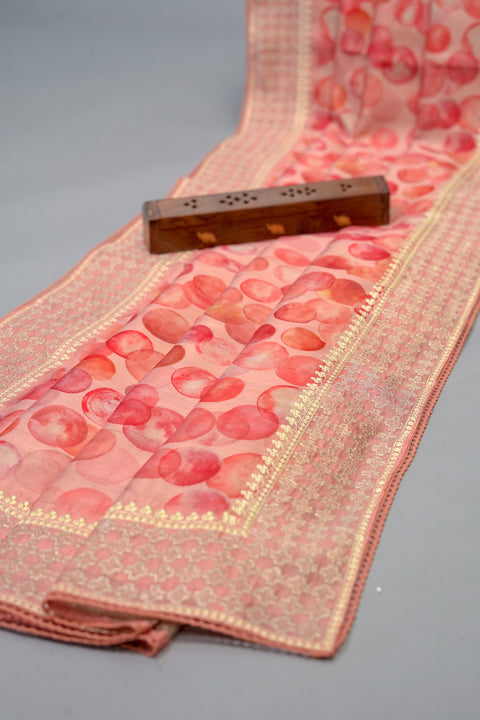 Peach Bubble Semi Tussar Saree