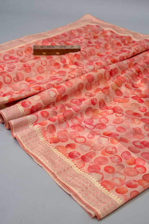 Peach Bubble Semi Tussar Saree