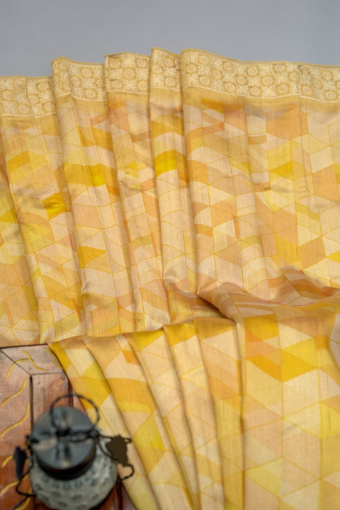 Yellow Semi Tussar Saree