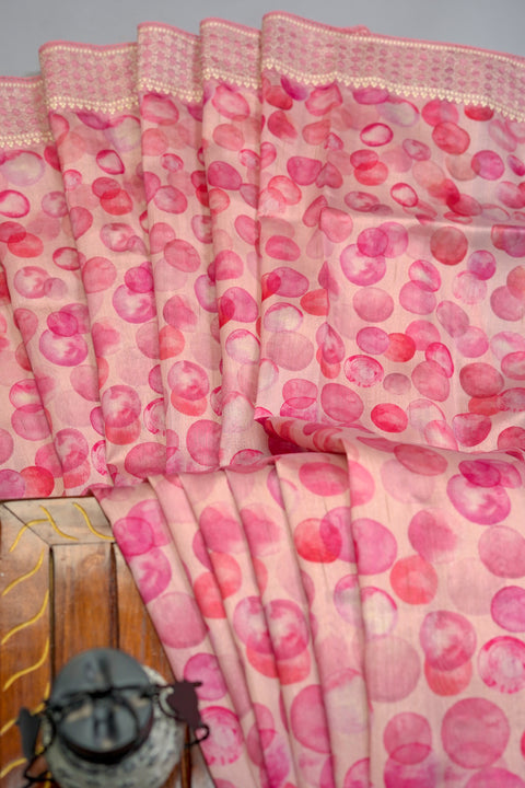 Pink Bubble Semi Tussar Saree