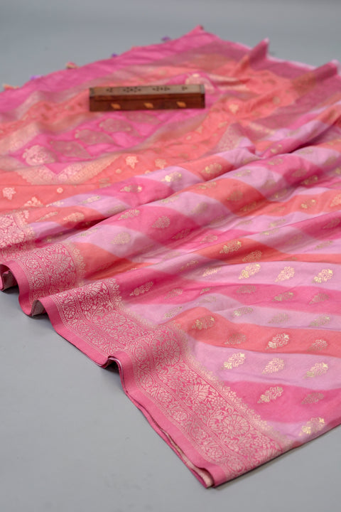Pink Chanderi Silk Saree