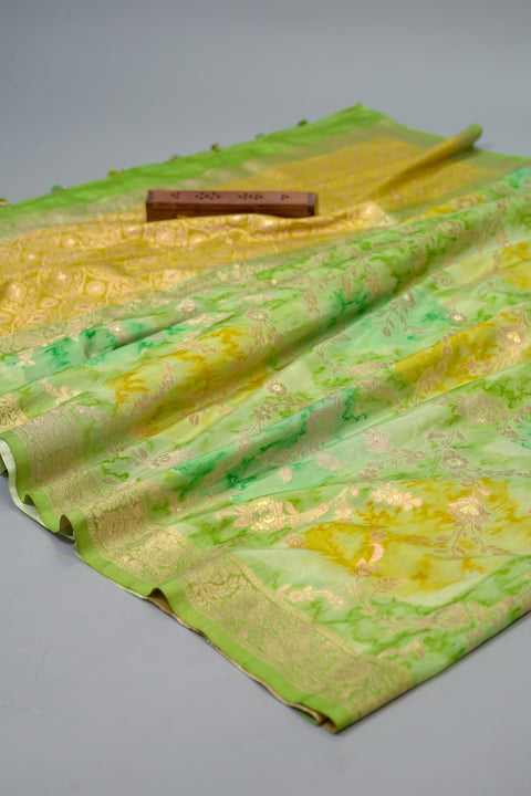 Green Chanderi Silk Saree