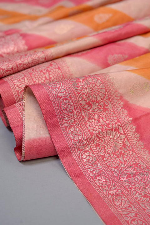 Peach Chanderi Silk Saree