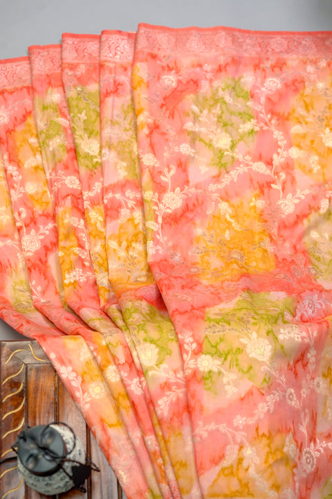 Orange Chanderi Silk Saree