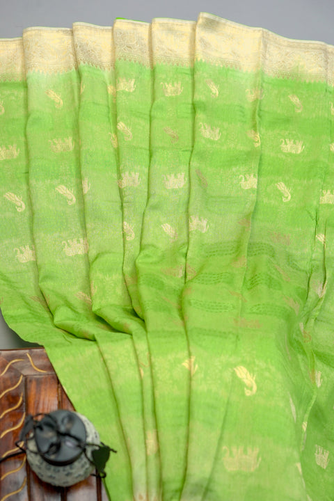 Green Moonga Silk Saree