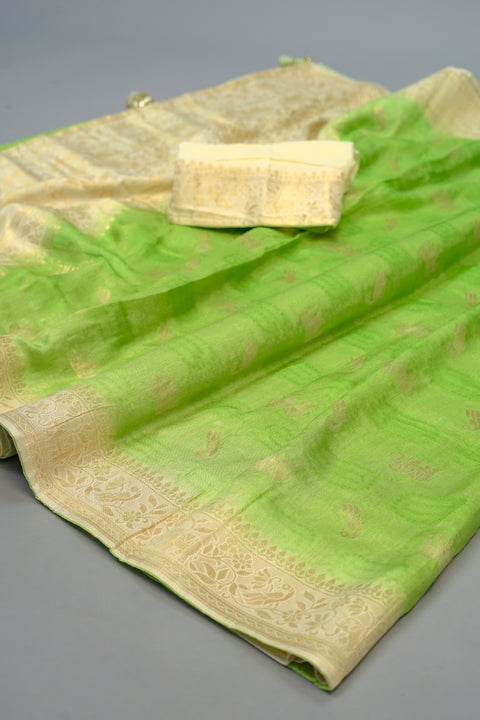 Green Moonga Silk Saree