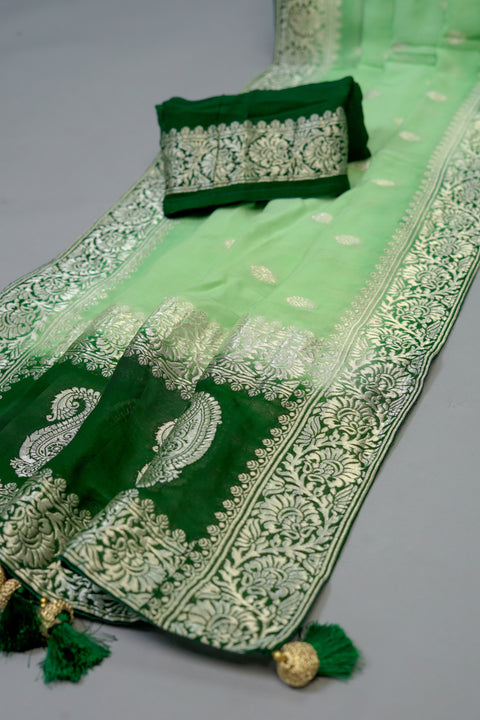 Green Georgette saree