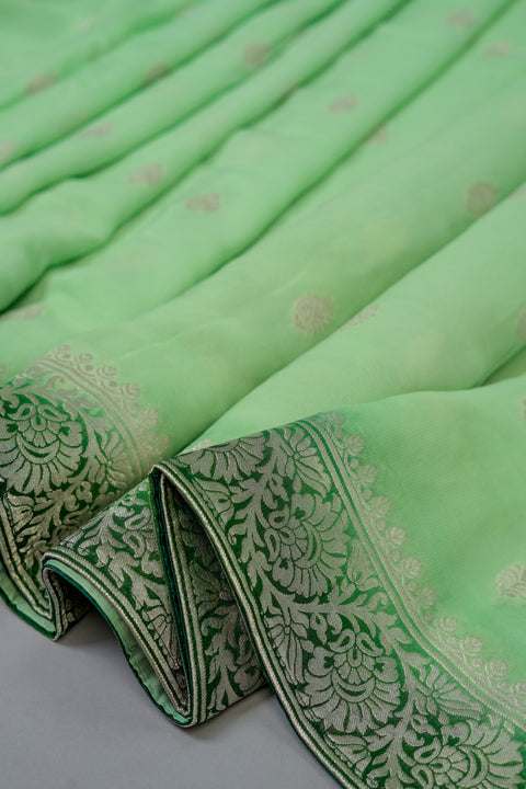 Green Georgette saree