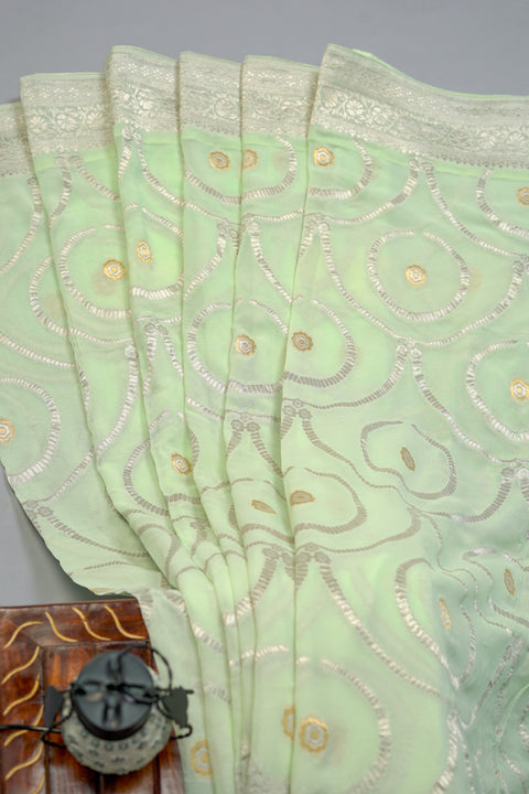 Mint Georgette saree