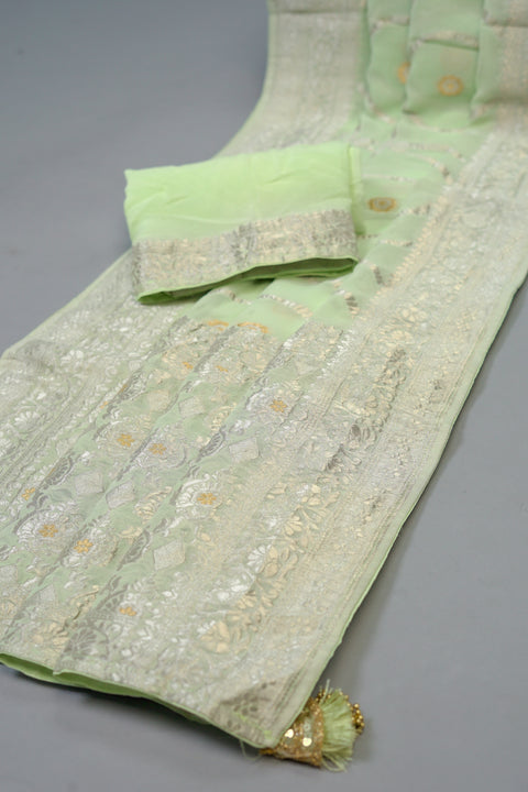 Mint Georgette saree