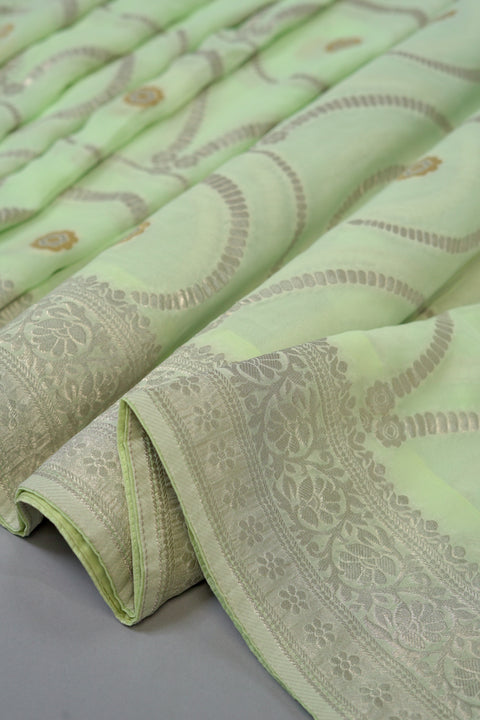 Mint Georgette saree