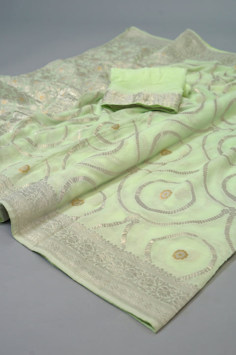 Mint Georgette saree