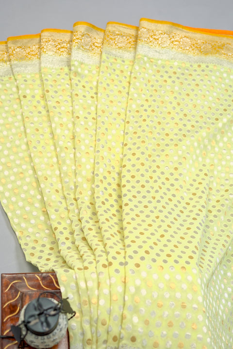 Yellow and Mustard Georgette saree