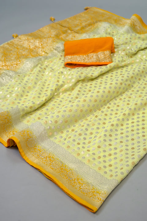 Yellow and Mustard Georgette saree