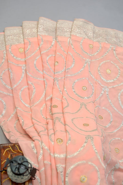 Peach Georgette saree