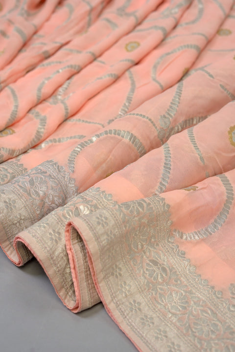 Peach Georgette saree