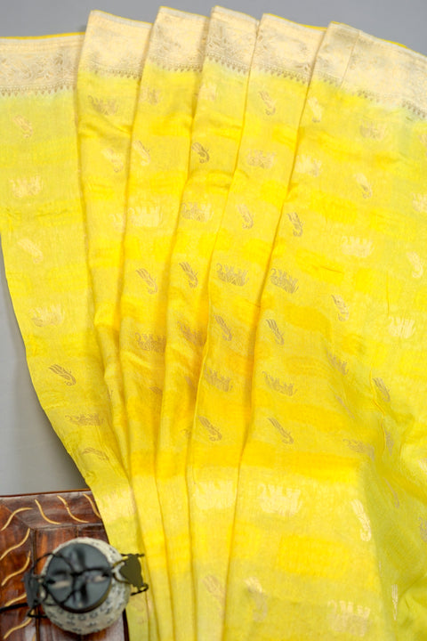 Yellow Moonga Silk Saree